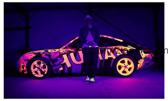fluo porsche voiture pop graffiti